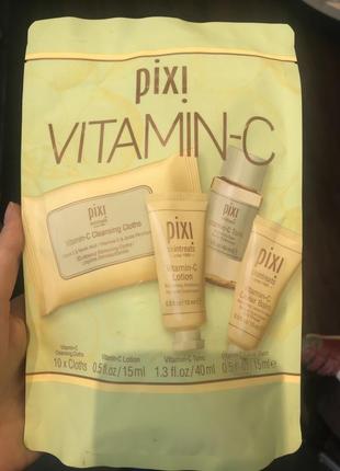 Дорожній набір косметики pixi з вітаміном с, пробіотиками pixi vitamin-c beauty in a bag travel set, тонік pixi2 фото