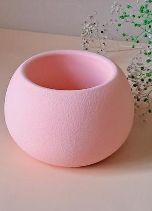 Гипсовая форма для свечей высота 6 см, диаметр 8 см, цвет розовый.