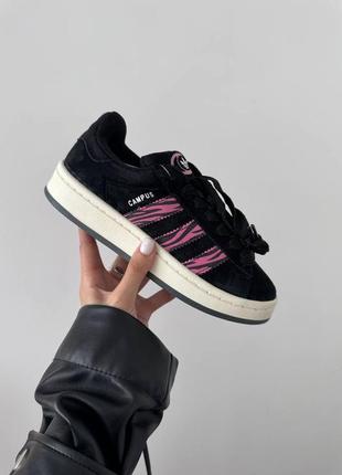 👟 кроссовки adidas campus «&nbsp;black / pink zebra&nbsp;» premium    / наложка bs👟