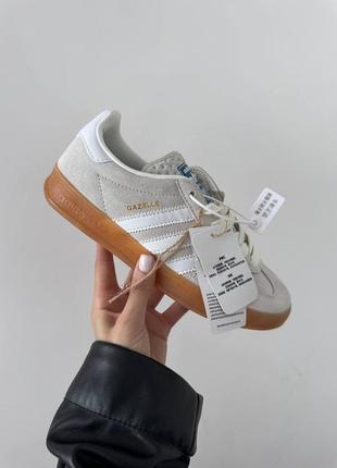 👟 кросівки    adidas gazelle « light grey / gum » premium     / наложка bs👟1 фото
