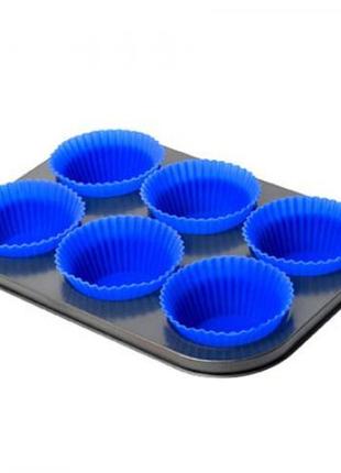 Форма для выпечки кексов с силиконовыми формочками 6шт/л 27*18.5*2.5см mh-0556  ish