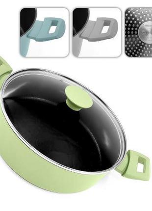 Кастрюля с крышкой литая мрамор "megastone" инд. дно 24*7.3см 10372-24s  ish