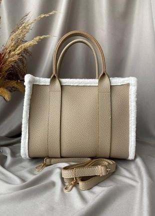 Женская сумочка tote bag beige3 фото