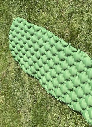 Надувний каремат похідний, туристичний wcg для кемпінгу (зелений)7 фото