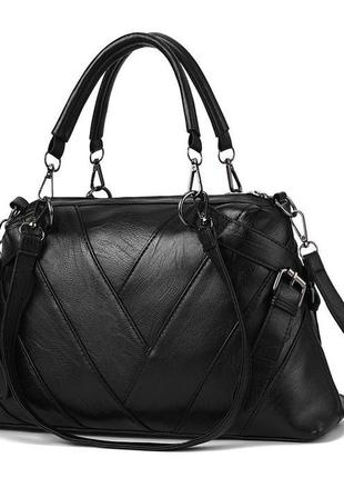 Модна сумка жіноча через плече чорна якісна модна сумочка трен...2 фото