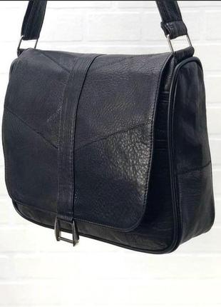 Стильна сумка жіноча кросс-боді з натуральної шкіри чорна з ре...