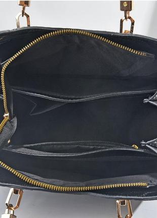 Жіноча сумочка лакова еко шкіра чорний стильна сумка через пле...4 фото