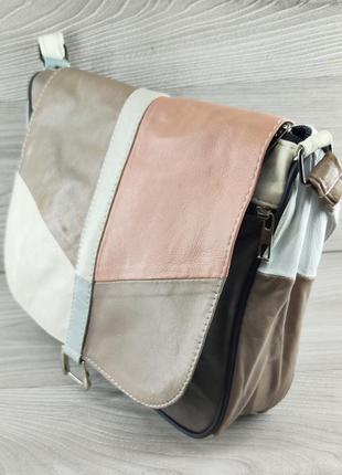 Натуральна шкіряна сумка комбінована кольору - стильний вибір ...4 фото