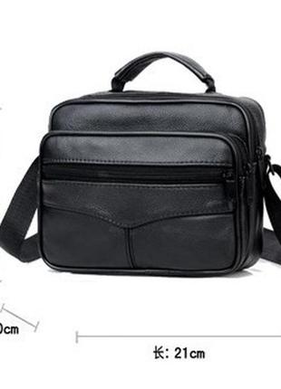 Шкіряна сумка, чоловіча барсетка, каркасна чорна сумка через п...4 фото