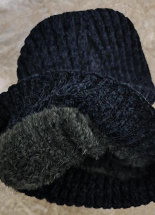 Чоловіча темно-синя шапка для зимового сезону! на товстому хут...7 фото