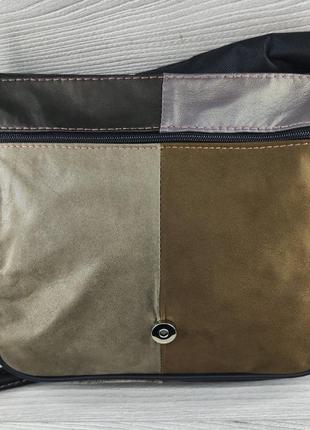 Натуральна шкіряна сумка комбінована кольору - стильний вибір ...2 фото