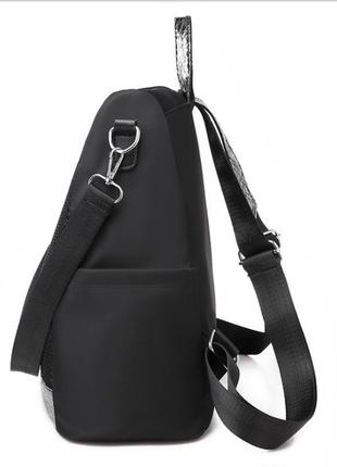 Сучасний рюкзак міський жіночий нейлоновий чорний класичний, м...6 фото