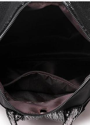 Сучасний рюкзак міський жіночий нейлоновий чорний класичний, м...7 фото