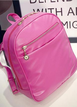 Рюкзак міський жіночий екошкіра рожевий класичний молодіжний с...2 фото