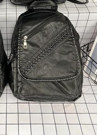 Рюкзак міський жіночий екокожа чорний, класичний молодіжний су...1 фото