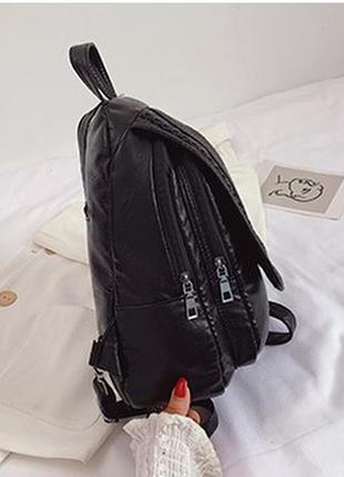 Рюкзак міський жіночий екокожа чорний, класичний молодіжний су...3 фото