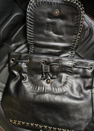 Рюкзак міський жіночий екошкіра + натуральна шкіра чорний клас...5 фото