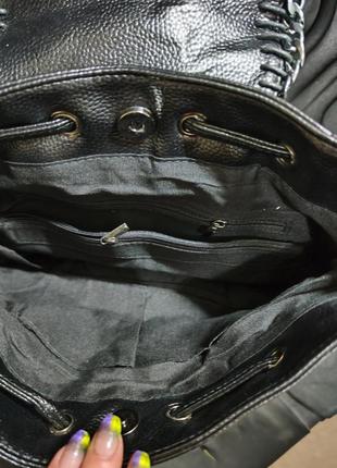 Рюкзак міський жіночий екошкіра + натуральна шкіра чорний клас...6 фото