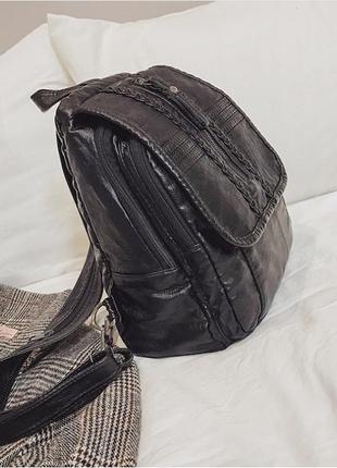 Рюкзак міський жіночий екошкіра чорний класичний, молодіжний с...2 фото