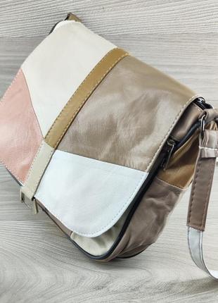 Натуральна шкіряна сумка комбінована кольору - стильний вибір ...3 фото