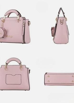 Елегантна сумка жіноча + гаманець, пудра, якісна еко-шкіра, бр...4 фото