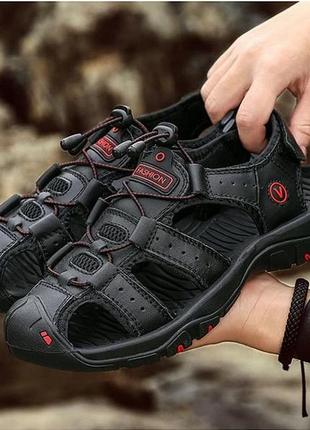 Чоловічі літні спортивні сандалі 46 чорні модні легкі туфлі на...2 фото