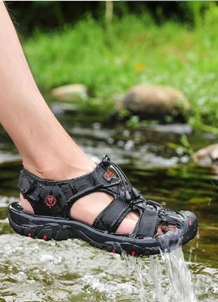 Чоловічі літні спортивні сандалі 46 чорні модні легкі туфлі на...8 фото