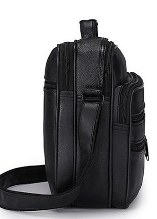 Шкіряна сумка, чоловіча барсетка, каркасна чорна сумка через п...7 фото
