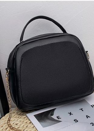 Сучасна жіноча сумочка через плече з екошкіри чорна,трендова м...3 фото