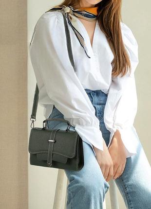 Сучасна жіноча чорна сумка через плече з екошкіри, модна тренд...8 фото