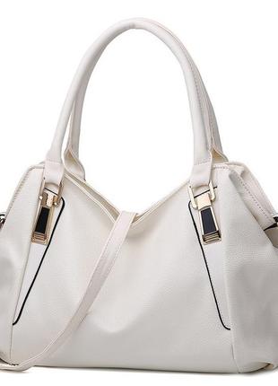 Сучасна жіноча біла сумка через плече з екошкіри, модна трендо...