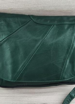 Жіноча сумка з натуральної шкіри темно зелена стильна сумочка ...