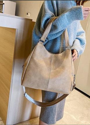 Сучасна жіноча коричнева сумка з плечовим ременем з екошкіри, ...6 фото