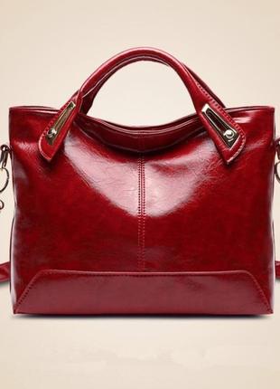 Масляна жіноча сумка через плече бордова, якісна модна трендов...
