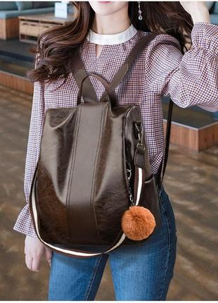 Рюкзак міський жіночий високоякісна еко шкіра чорний класичний...10 фото