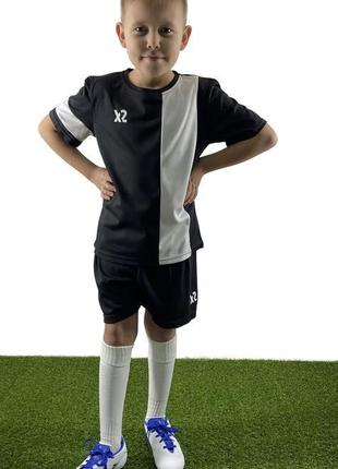 Дитяча футбольна форма x2 (футболка+шорти), розмір xs (чорний/...2 фото