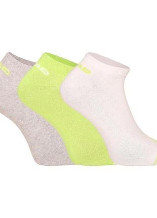 Шкарпетки head sneaker 3p unisex сірий, зелений, білий уні 43-46
