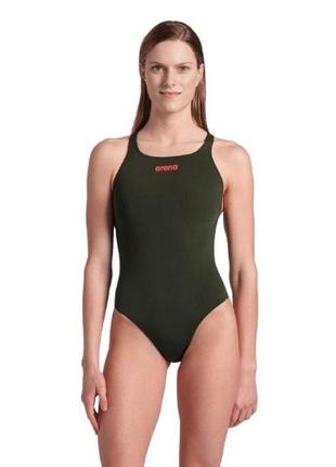 Купальник arena team swimsuit swim pro solid темно-зелений жін 382 фото