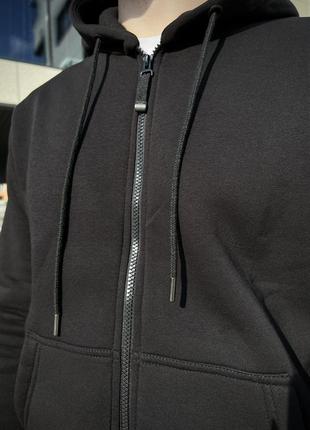 Зимовий базовий однотонний чорний спортивний костюм на змійці ...3 фото