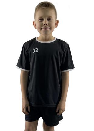 Дитяча футбольна форма x2 (футболка+шорти), розмір m (чорний/б...