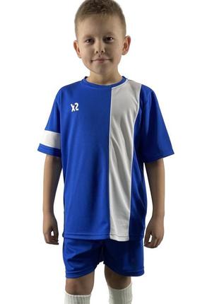 Дитяча футбольна форма x2 (футболка+шорти), розмір xl (синій/б...
