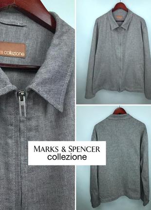 Marks & spencer collezione mens linen blend harrington jacket чоловіча легка куртка льняна тканина