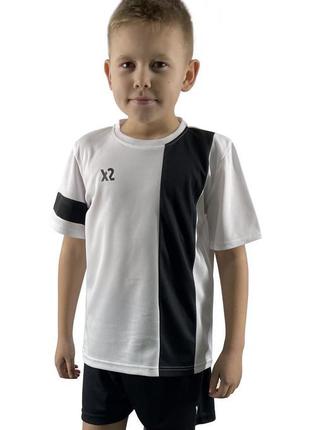 Дитяча футбольна форма x2 (футболка+шорти), розмір s (білий/чо...