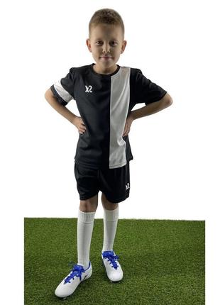 Дитяча футбольна форма x2 (футболка+шорти), розмір xs (чорний/...3 фото
