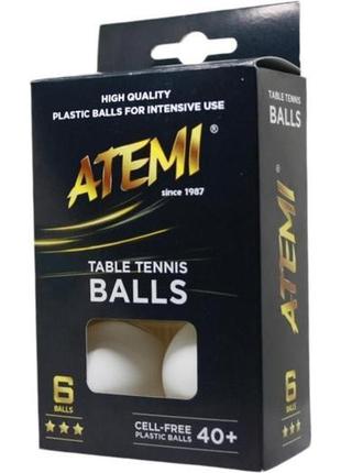 М'ячі для настільного тенісу atemi 3* 6шт. білі
