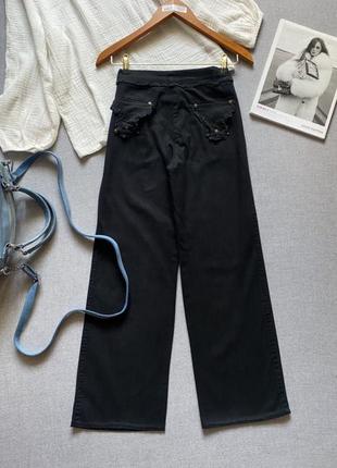 Широкие черные джинсы палаццо расширенные4 фото