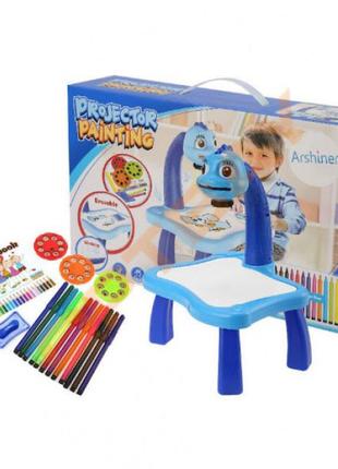 Дитячий стіл проектор для малювання з підсвічуванням projector painting. колір: блакитний3 фото