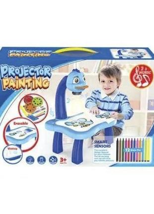 Дитячий стіл проектор для малювання з підсвічуванням projector painting. колір: блакитний8 фото