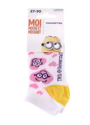 Шкарпетки minnie tete minion dans coeur білий, рожевий діт 35-...2 фото