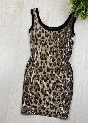 Платье в пайетку в леопардовый принт4 фото